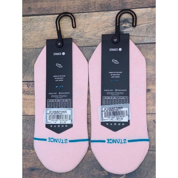 Stance Icon No Show Socks _ 2 Pair Pink Teal Blue Casual Combed Cotton Blend - L - Picture 2 of 5